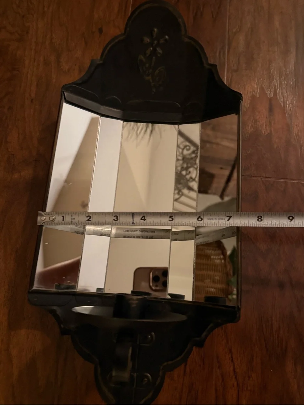 Vintage Home Interiors 5-Panel Mirrored Metal Wall Candle Sconce